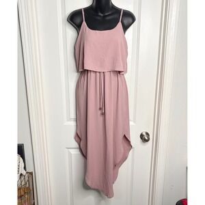 Nerlerolian Pink High Low Popover Dress NWT Large Dusty Rose Spaghetti Strap